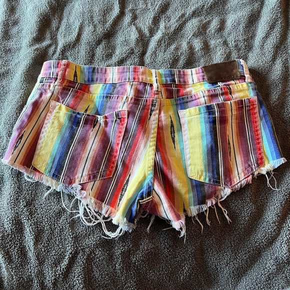 Billabong Lite Hearted rainbow striped cheeky denim shorts - Picture 3 of 3